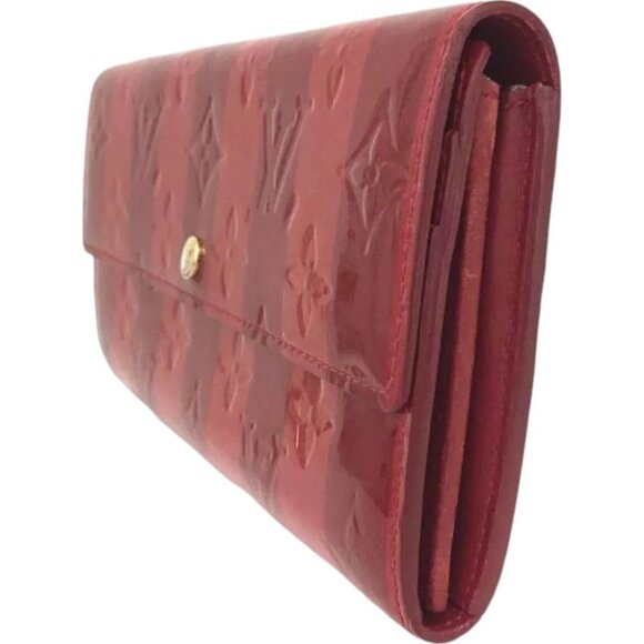 293219AR (X2) Louis Vuitton Wallet Long Rayeur Porte Feuille Sarah Red Monogram - Picture 4 of 9